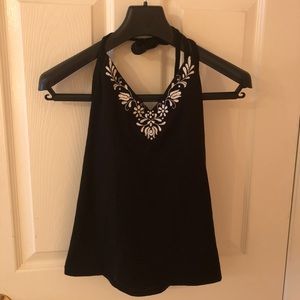 AnnTaylor Loft black and white halter top